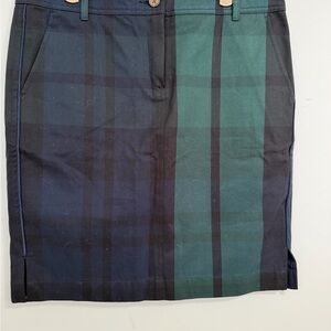 Beautiful Green and Blue Plaid Pencil Skirt with piping size large / 10/12
